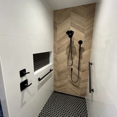 Honeycomb tile in a modern style shower