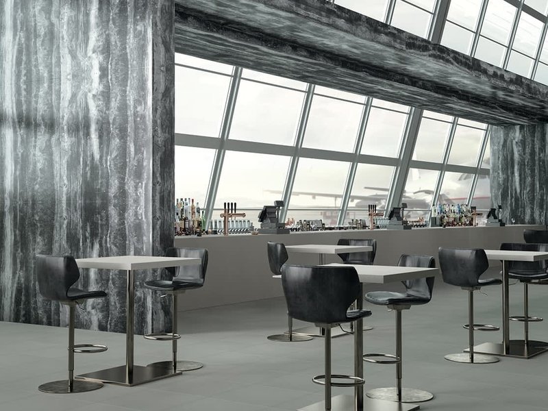 Commercial building with grey carpet tile flooring
