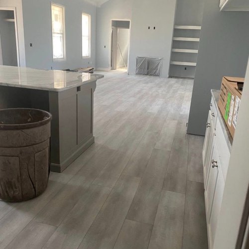 Light Vinyl flooring installed in a kitchen