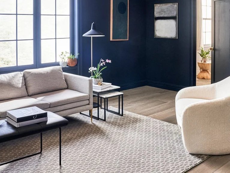 Modern living room with luxury vinyl flooring