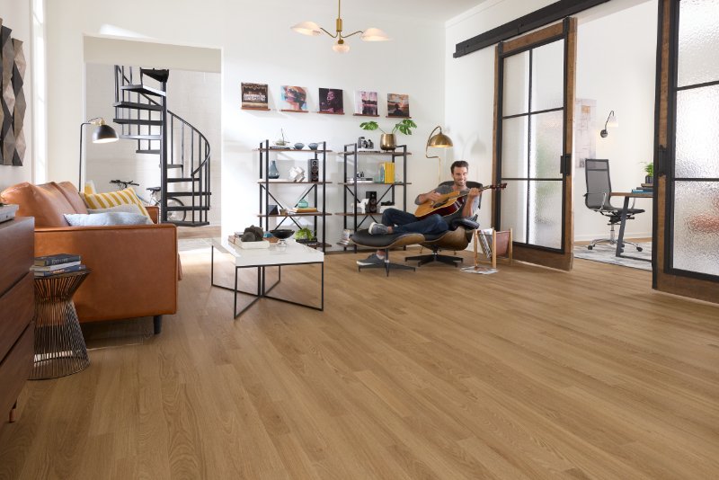 Pergo flooring in a stylish living space